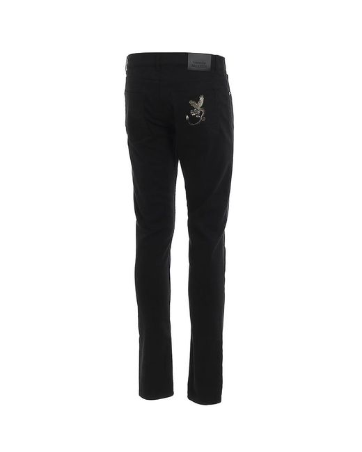 McQueen Black Embroidery Detail Jeans for men