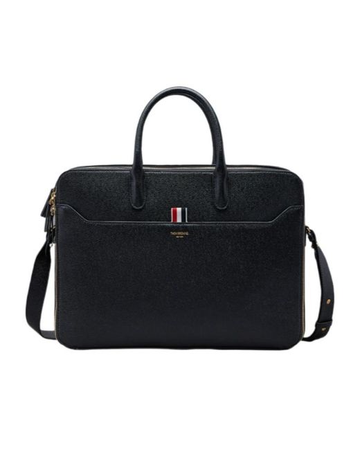 Thom Browne Black Double Compartment Business Bag
