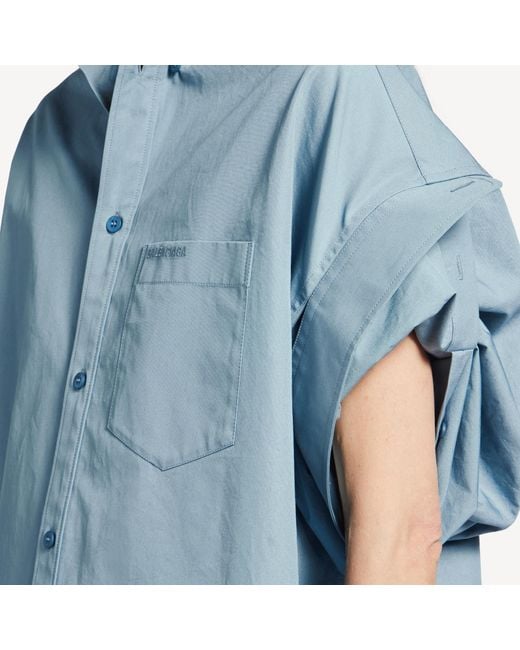 Balenciaga Blue Tucked Sleeve Shirt