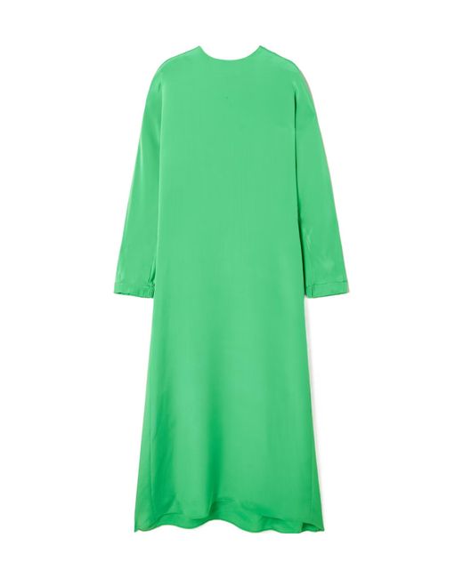 Tibi Green Silk Crepe De Chine Maxi Dres