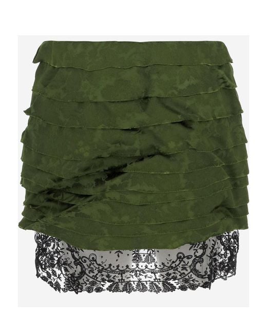 Saint Laurent Green Patterned Skirt