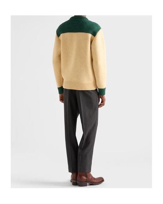 Prada Green Oversized Shetland Wool Sweater for men