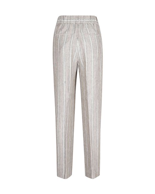 Peserico White Striped Elastic-Waist Pants