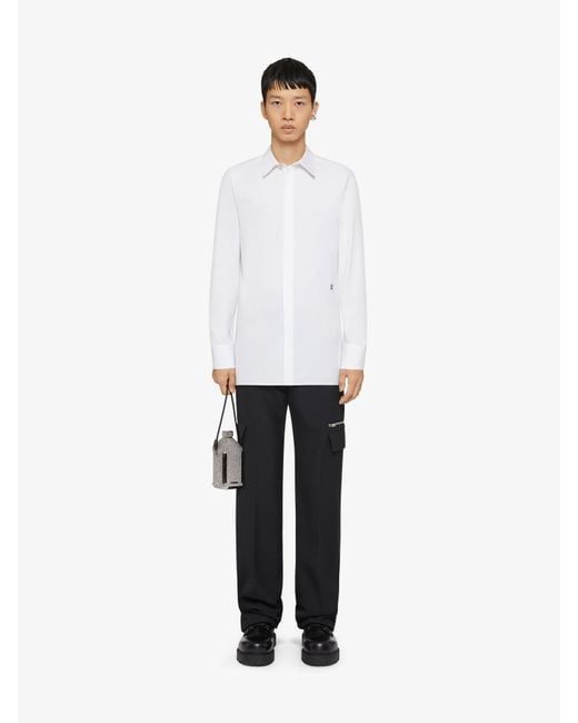 Givenchy White Logo Embroidered Long-Sleeved Shirt for men