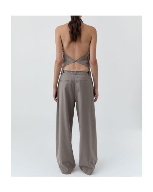 St. Agni Brown Wool Cowl Backless Top