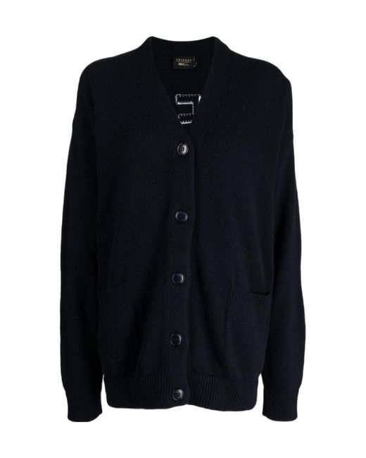 Joshua Sanders Blue Long-Sleeved V-Neck Knitted Cardigan