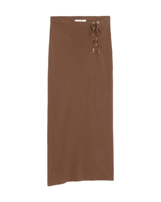 Zadig & Voltaire Brown Side Slit Lace-Up Skirt