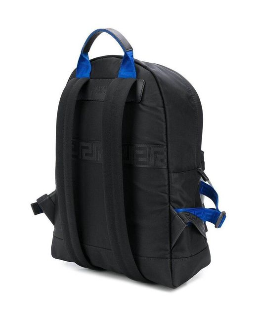 Versace Black Logo Embossed Backpack for men