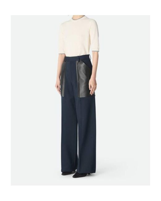Bottega Veneta Blue Wide Leg Pants