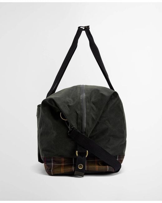 Barbour Black Tartan-Panel Holdall for men