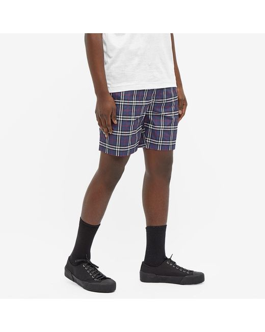 Burberry Blue Check Drawcord Swim Shorts for men