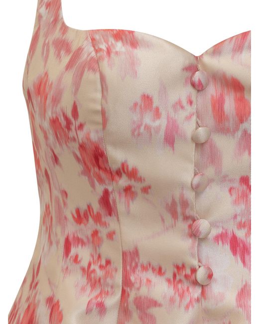 Philosophy Di Lorenzo Serafini Pink Floral-Print Flared Minidress