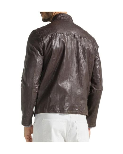 Seventy Black Zip-Front Leather Jacket for men