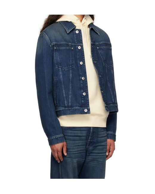 Lanvin Blue Lapel Long-Sleeved Denim Coat for men