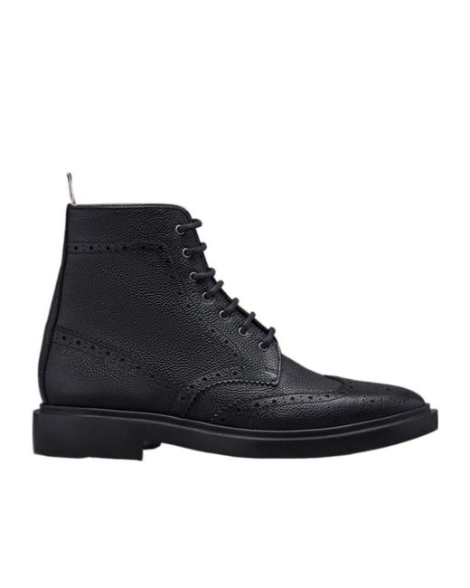 Thom Browne Black Brogue Lace-Up Boots
