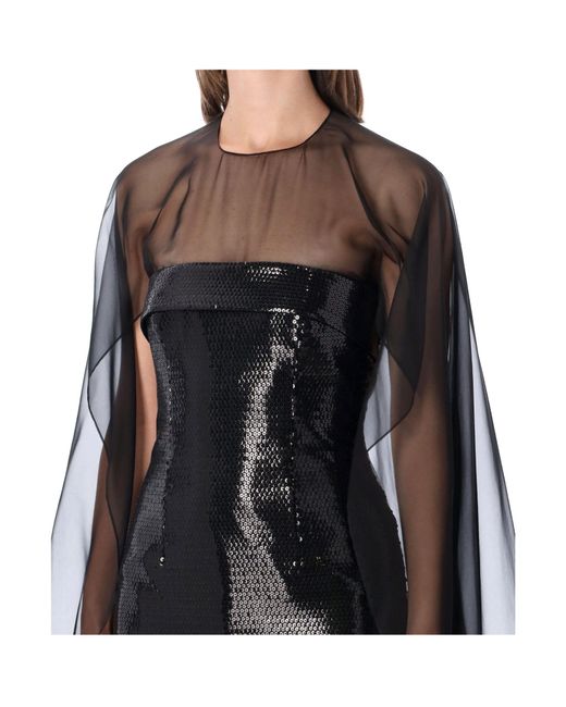 Alberta Ferretti Black Cape-Style Dress