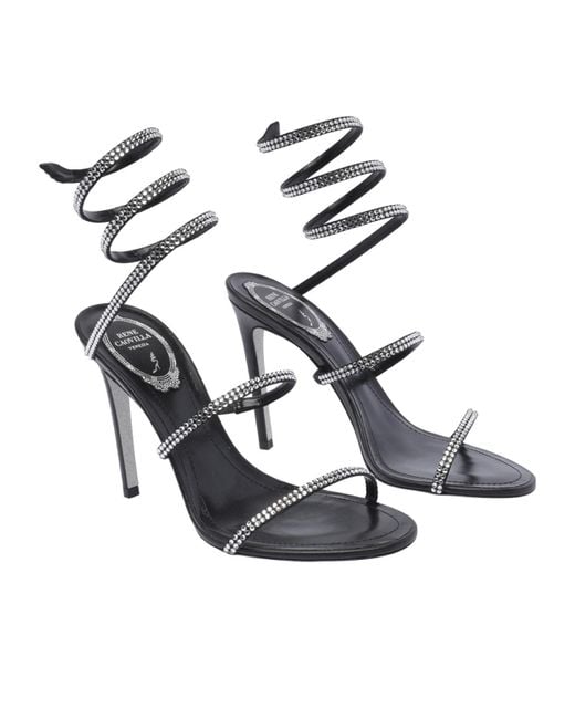 Rene Caovilla Black Cleo Heeled Sandals