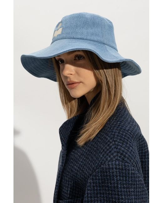 Isabel Marant Blue Delya Logo Embroidered Bucket Hat
