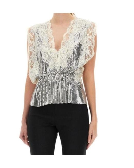 Rabanne Multicolor Rabanne Lace Sequin-Embellished Sleeveless Top