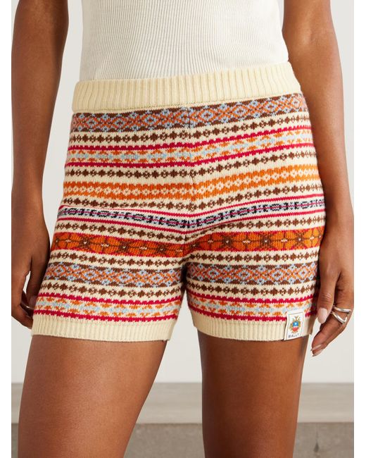 Bally Red Jacquard Knit Wool Shorts