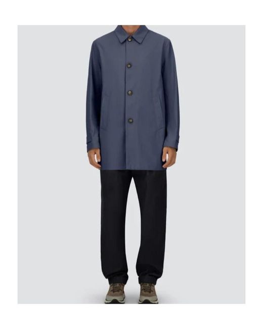 Herno Blue Button-Front Raincoat for men
