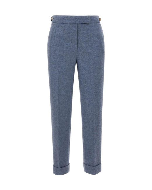 Thom Browne Blue Cropped Slim-Cut Trousers