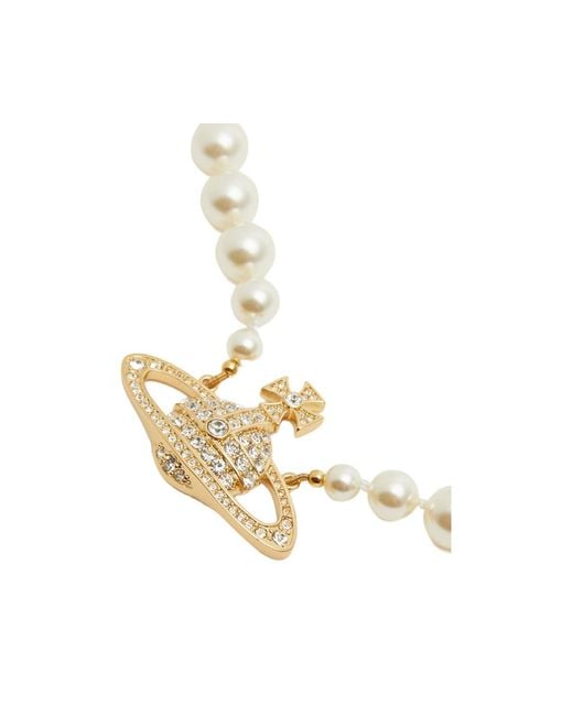Vivienne Westwood Metallic Bas Relief Orb Faux Pearl Choker