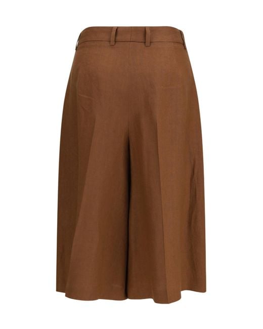 Lardini Brown Pleated Bermuda Shorts
