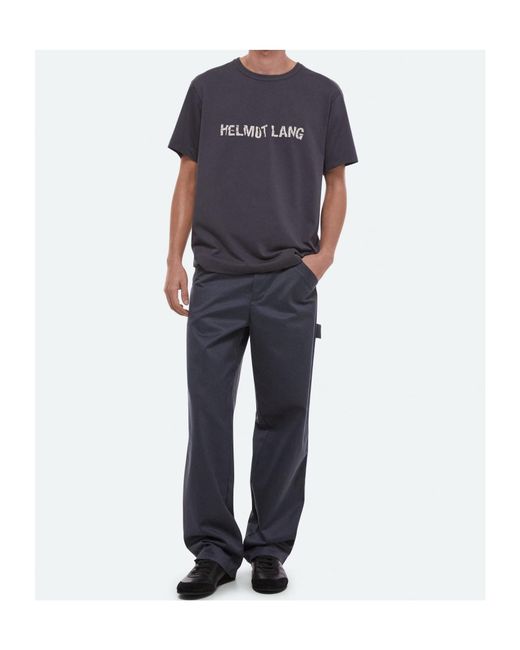 Helmut Lang Blue Crumpled Logo Tee for men