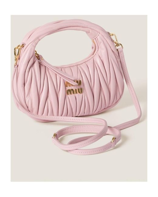 Miu Miu Pink Wander Matelassé Nappa Leather Hobo Mini-Bag