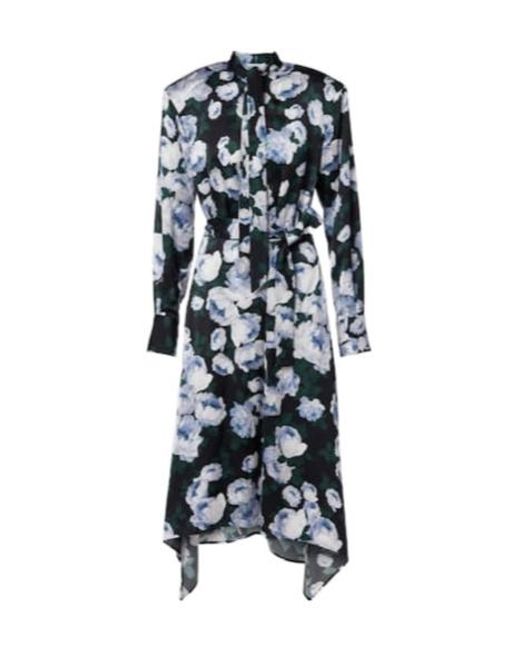 Stella McCartney White Floral Tie-Neck Satin Midi Dress