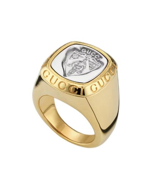 Gucci Metallic Crest Signet Ring for men