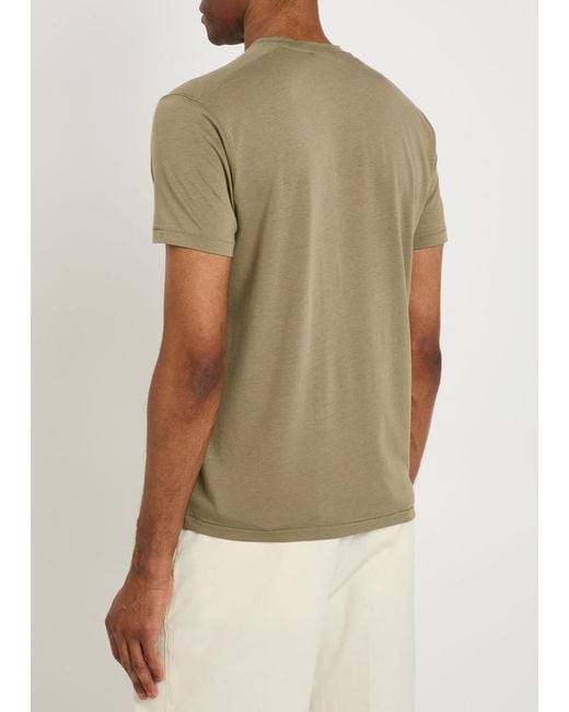 Tom Ford Green Logo-Embroidered Jersey T-Shirt for men