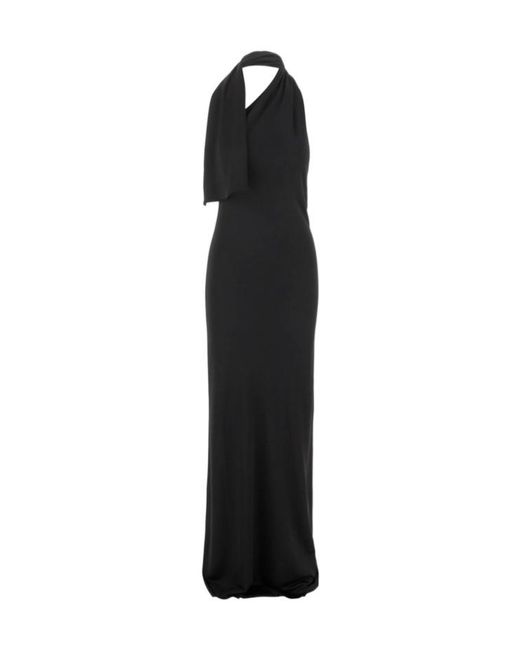 Khaite Black Roza Draped Maxi Dress