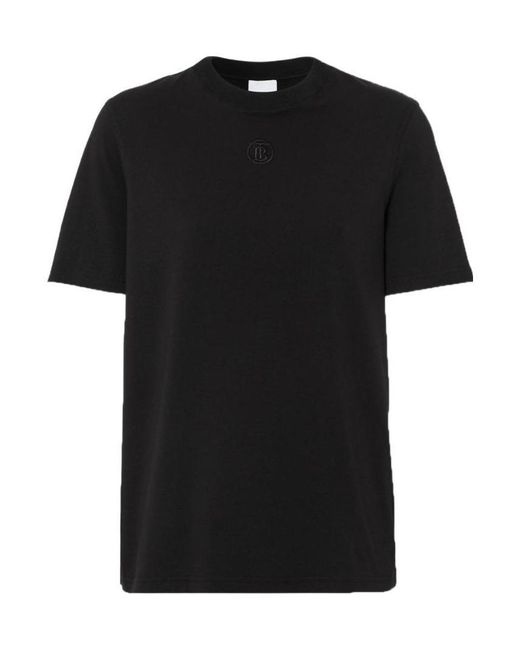 Burberry Black Embroidered-Logo T-Shirt