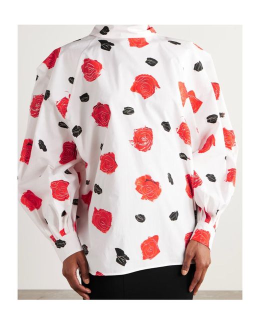 Marni Red Oversized Poplin Blouse