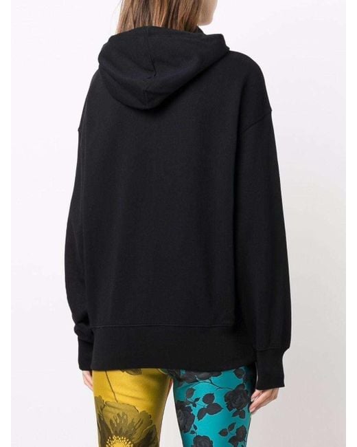 MSGM Black Logo Printed Drawstring Hoodie