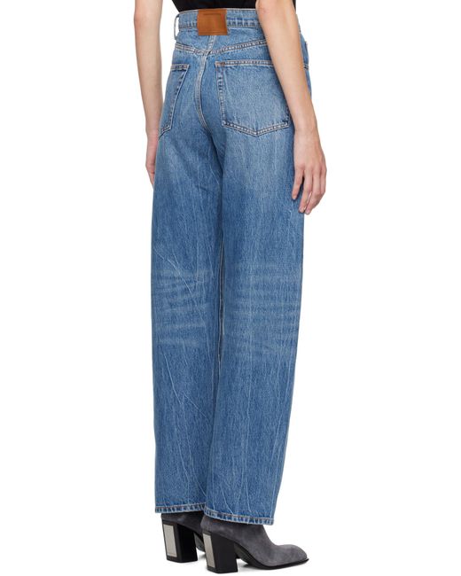 Alexander Wang Blue Blade Logo-Embroidered Balloon Jeans