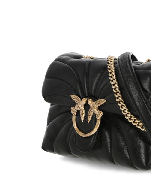 Pinko Black Love Puff Chain Linked Mini Crossbody Bag