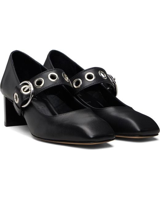 Aeyde Black Lina Eyelet Mary Jane High Heels