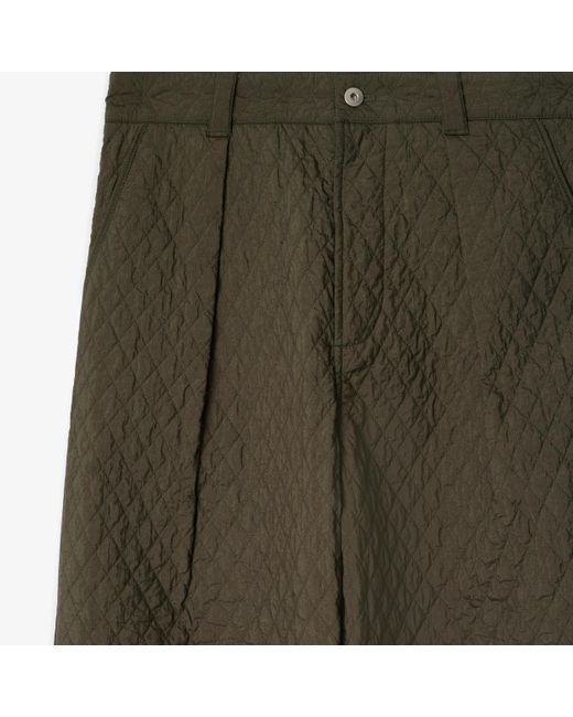 Burberry Green Diamond-Quilted Straight-Leg Trousers for men