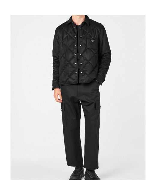 Prada Black Collared Quilted Padded Jacket for men