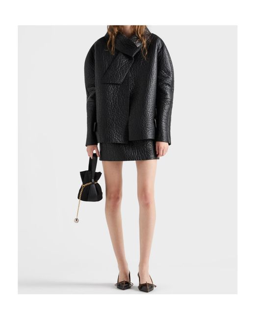Prada Black Bonded Nappa Leather Jacket