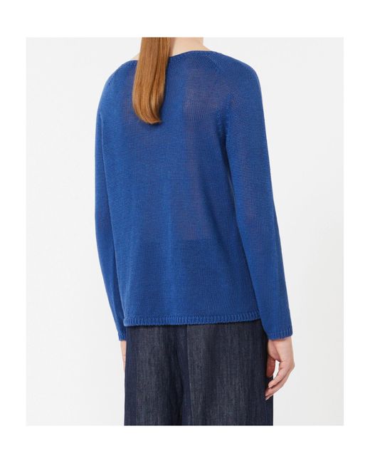 Max Mara Blue Linen Yarn Basic Sweater
