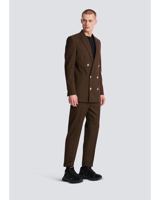 Balmain Brown Twill Jacket With Monogram Buttons for men