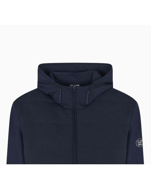 EA7 Blue Hooded Casual Jacket for men