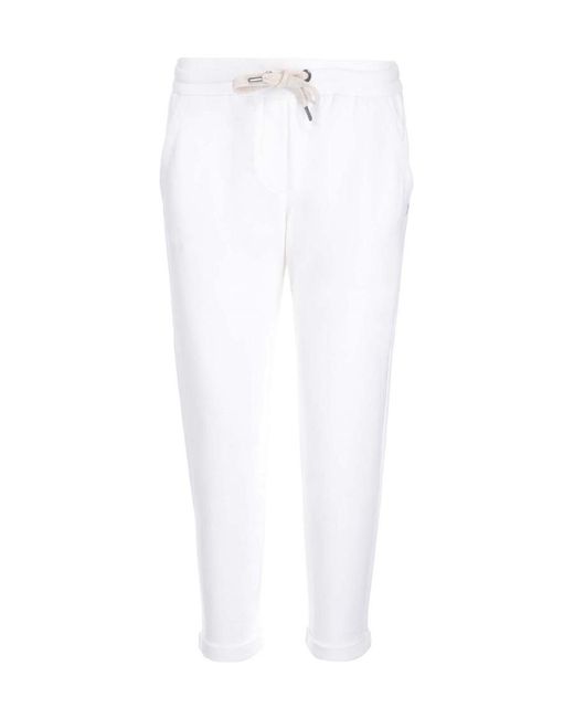 Brunello Cucinelli White Drawstring-Waist Joggers