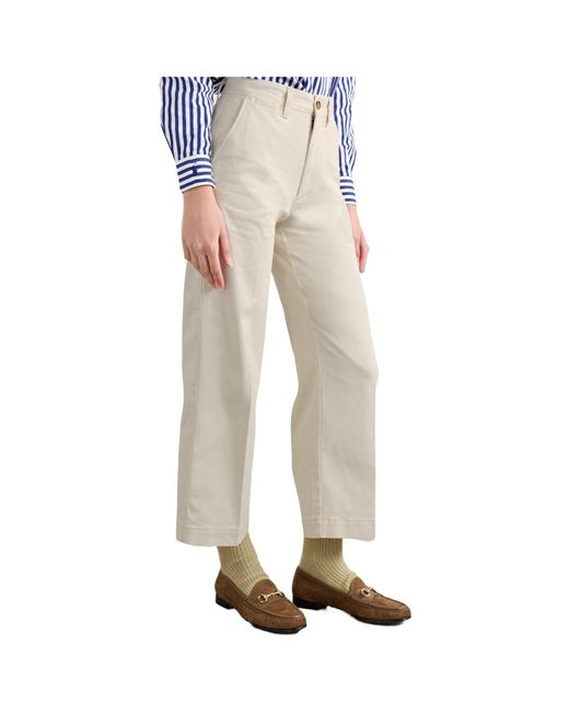 Polo Ralph Lauren White Pleated Wide-Leg Trousers