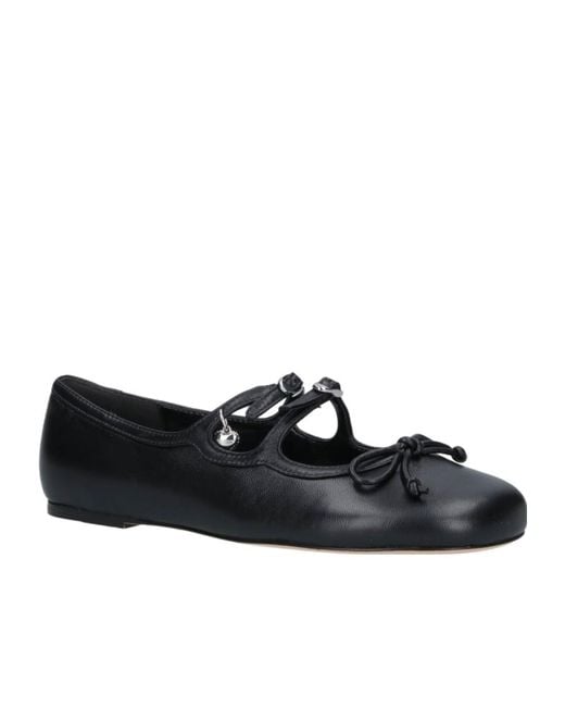 Marc Jacobs Black Round Toe Buckled Ballerines