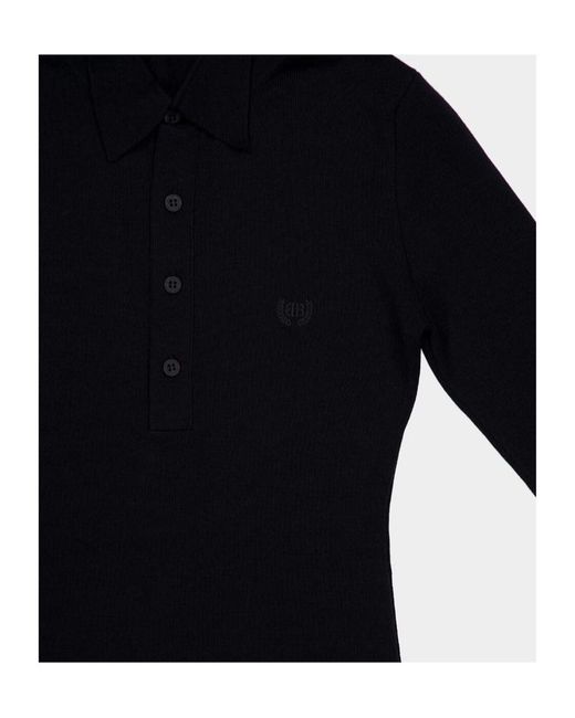 Balenciaga Blue Long-Sleeved Knit Polo Top
